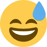 입을 벌리고 식은땀을 흘리는 웃는 얼굴 😅