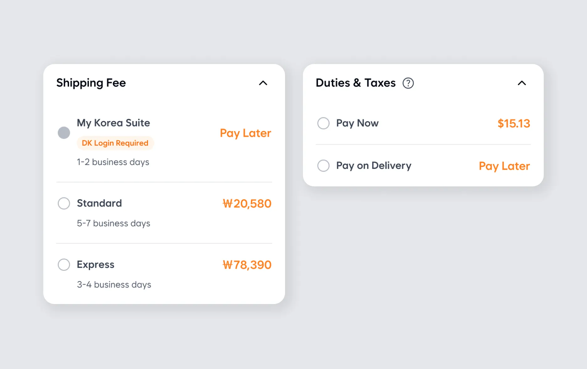 Step 3 – Additional Shipping Options screen