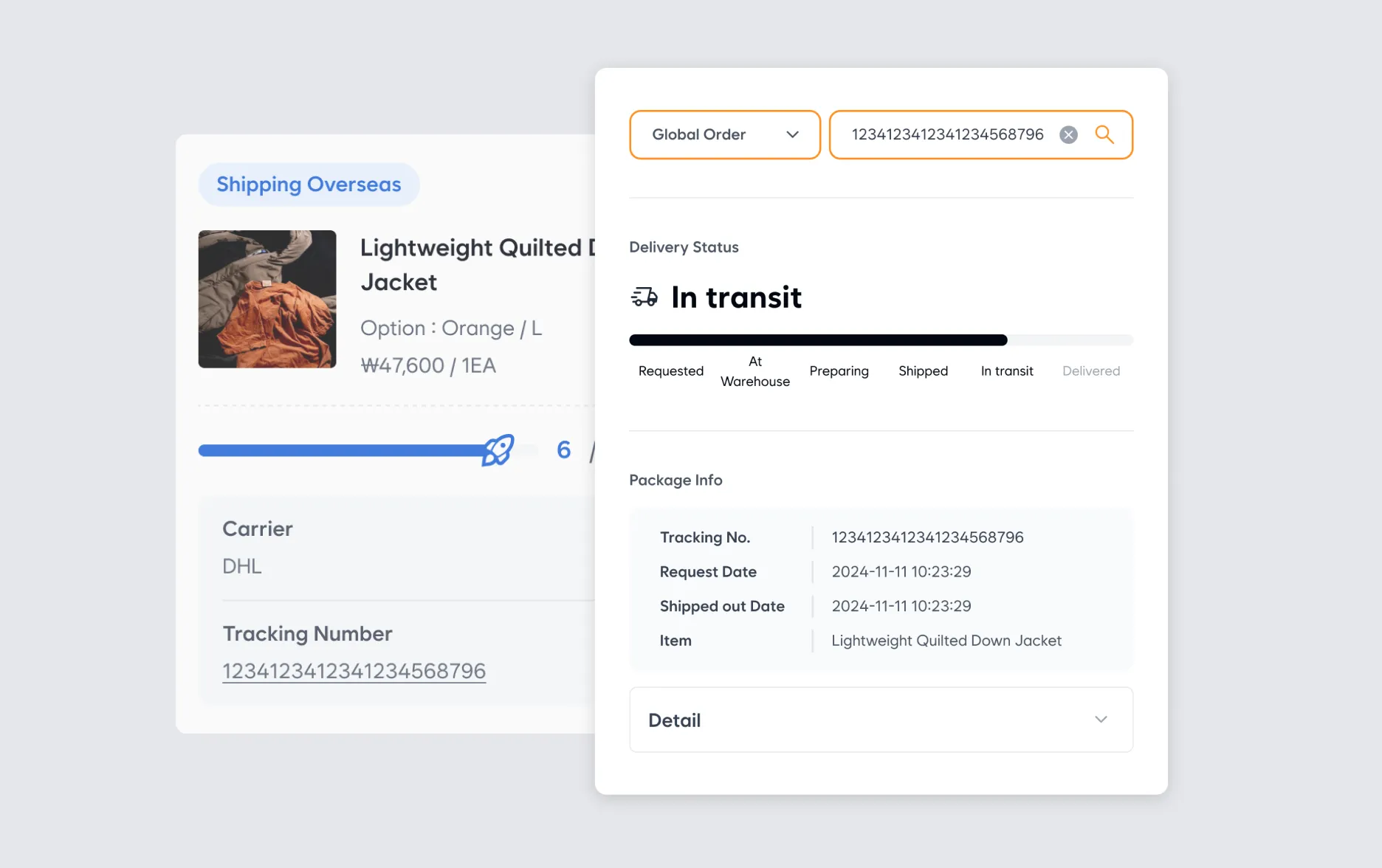 Step 7 – Overseas Shipping screen